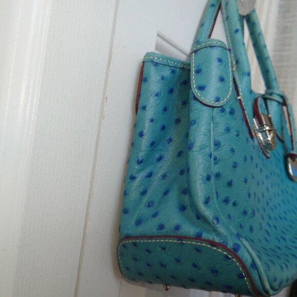 Dooney & Bourke Blue Ostrich Bag - Picture 2 of 16
